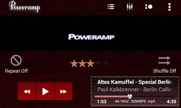 Poweramp Skin Red Dark Leather screenshot 3