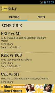 IPL 2014 Cricket app-Crik@ screenshot 4