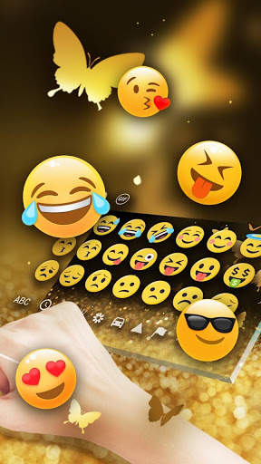 Gold Butterfly Shining Keyboard Theme स्क्रीनशॉट 3