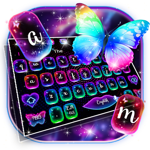 Neon Colorful Butterfly Keyboard icon