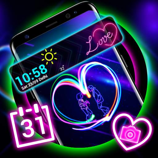 Neon Heart Launcher Theme 4.1