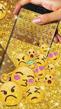 Golden Glitter Emoji Keyboard Theme screenshot 3