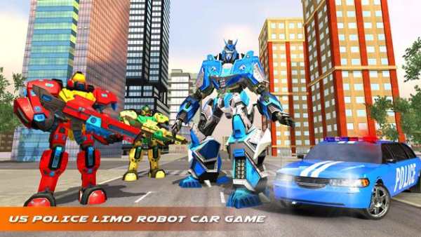 US Police Robot Limo Car Transformation Game screenshot 1