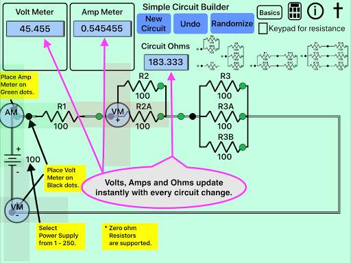 Simple Circuit Builder, Series Parallel Resistors screenshot 1