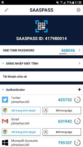 SAASPASS quản lý mật khẩu & Au screenshot 1