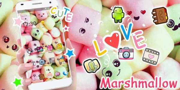 Cute Marshmallow Cartoon Theme for android free screenshot 8