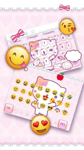 Cute Pink Kitty Cat Keyboard Theme screenshot 3