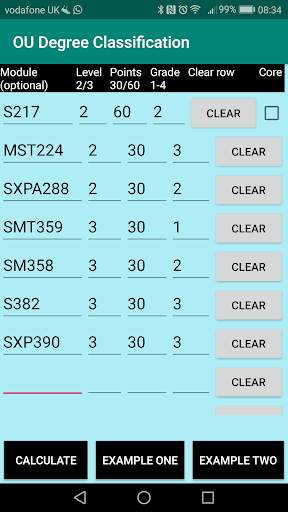 OU Degree Classification Calculator screenshot 1