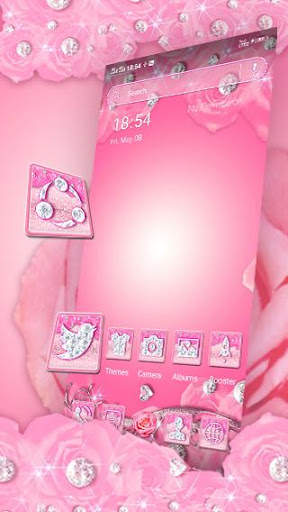 Pink Flower Diamond Launcher Theme screenshot 5
