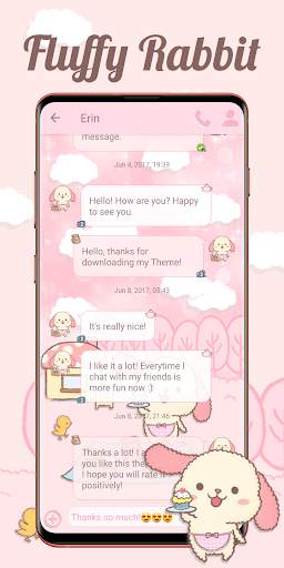 SMS Theme Rabbit Fluffy Pink screenshot 2