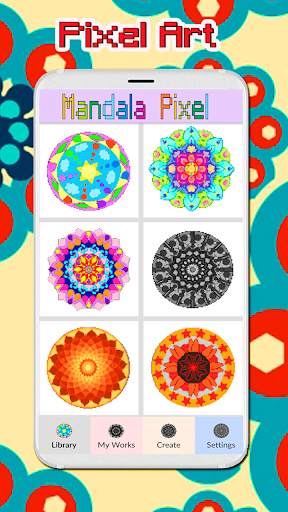 Mandala Pixel Art. Coloring by number. screenshot 1