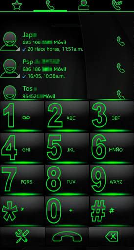 THEME SWIPE DIALER SPETRA GREEN GLASS screenshot 1