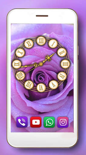 Roses Purple Clock Live Wallpaper screenshot 5
