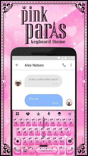Pink Paris Love Emoji Keyboard Theme for Snapchat screenshot 2