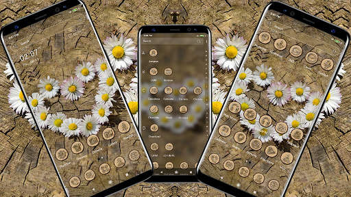 Flower Heart Wooden Launcher Theme screenshot 4