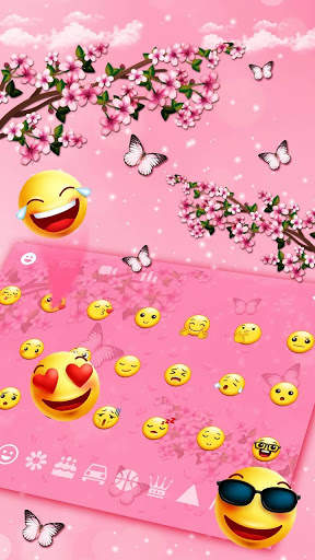 Pink Cherry Blossom Keyboard screenshot 3