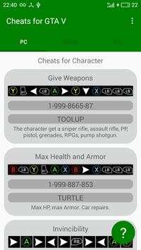 Cheats for GTA V - Unofficial screenshot 6