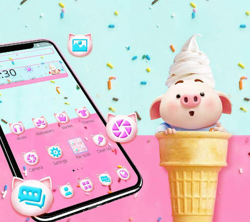Adorable Ice Cream Piggy Theme screenshot 1