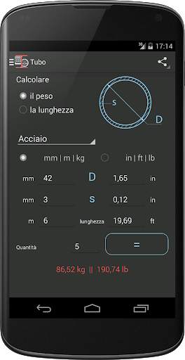 Calcolatrice Peso Metallo screenshot 3