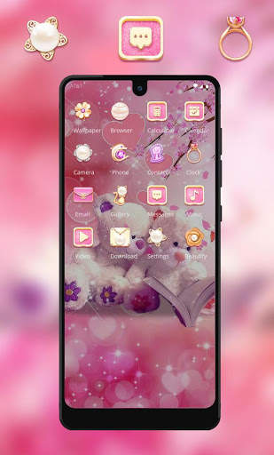 Cute theme Pink couple bear screenshot 3
