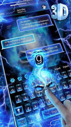 Horrible 3D Blue Flaming Skull Keyboard screenshot 3