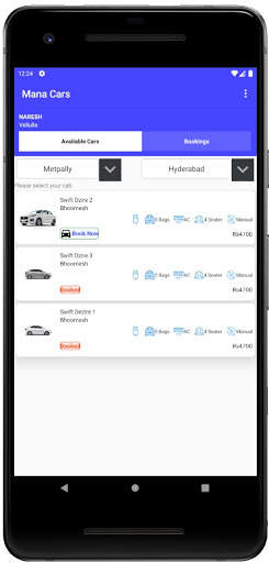 ManaCars -  cab , self driving  booking screenshot 3