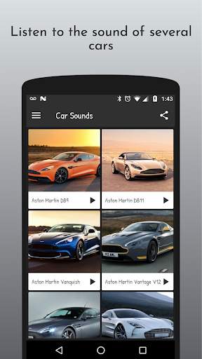 Car Sounds HD - Sports Cars स्क्रीनशॉट 1