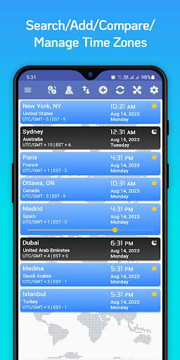 World Time Zone Clock Time now screenshot 1