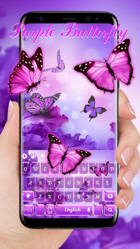 Purple Pink Butterfly Keyboard screenshot 1