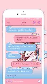 Cute Unicorn SMS Theme – Rainbow Unicorn Cartoon screenshot 3