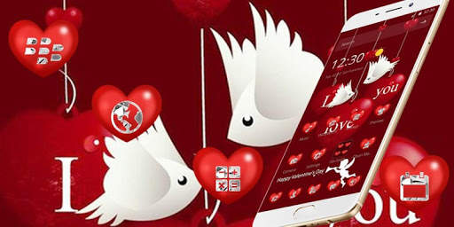Red Love Heart Bird Couple Theme🐦 screenshot 4