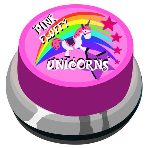 Pink fluffy unicorns dancing on rainbows button 1.3