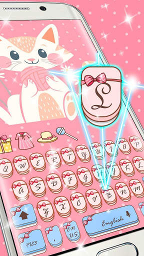 Pink Cute Keyboard स्क्रीनशॉट 3