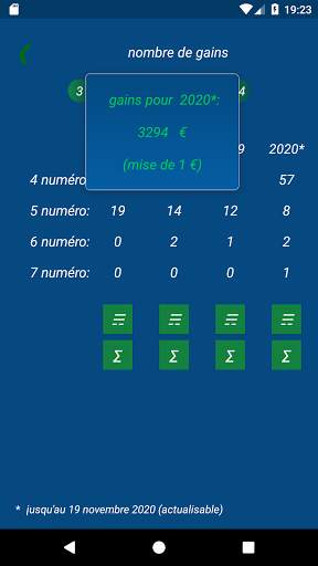 Keno FR combination statistics screenshot 4
