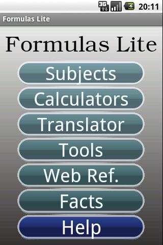 Formulas Lite screenshot 1