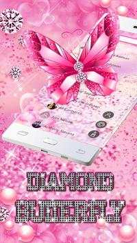 Pink Glitter Diamond Butterfly Theme screenshot 4