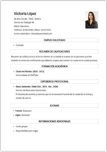 Curriculum Vitae en español screenshot 6