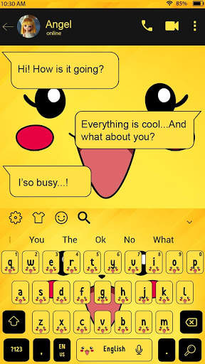SMS Yellow Cartoon Keyboard Theme screenshot 4