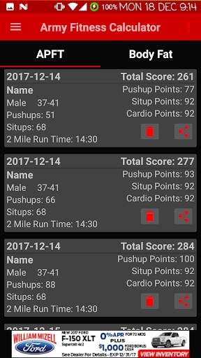 Army Fitness Calculator (ACFT/APFT) screenshot 3