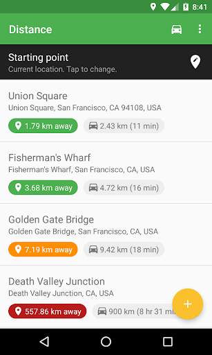 Distance and Driving Time between Places screenshot 1