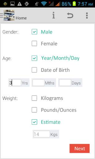 PICU Calculator Lite screenshot 1