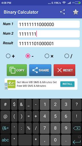 Binary Calculator screenshot 2