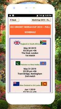 Cricket World Cup 2019 fixture / world cup cricket screenshot 3