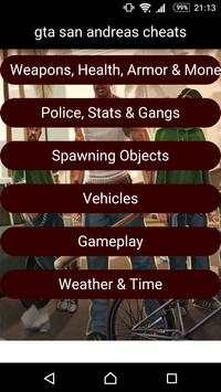 Cheat Codes for GTA San Andrea screenshot 1