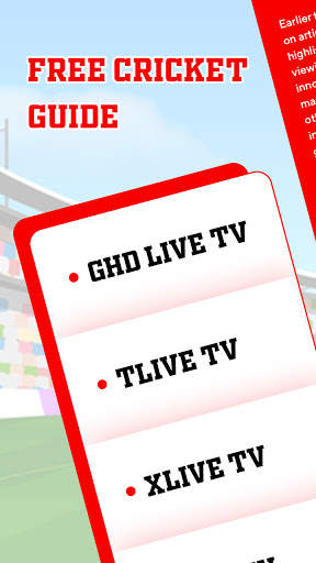 GHD Free Live Cricket - Cricket TV Streaming Guide screenshot 1
