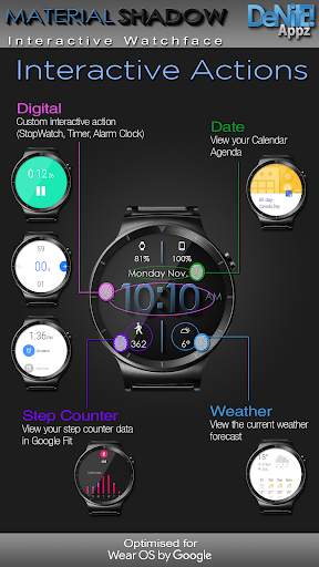 Material Shadow HD WatchFace Widget Live Wallpaper screenshot 2