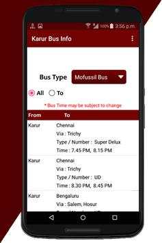 Karur Bus Info screenshot 1