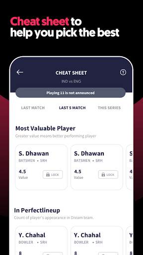 Perfect Lineup - Fantasy Cricket Team Prediction screenshot 13