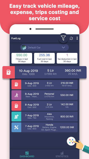 FuelLog: Mileage Tracker, Car Maintenance Log स्क्रीनशॉट 2