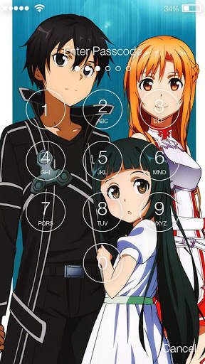 Anime Asuna  And Kirito In Love  Screen Lock 2 تصوير الشاشة